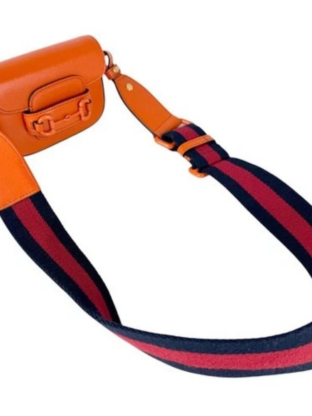 Auth GUCCI Horsebit 1995 Shoulder Bag Orange Leather - z9027 - Picture 10 of 13